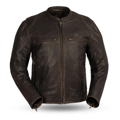 Leather Motorcycle Jacket - Men's - Antique Brown - Indy - FIM278CVFM