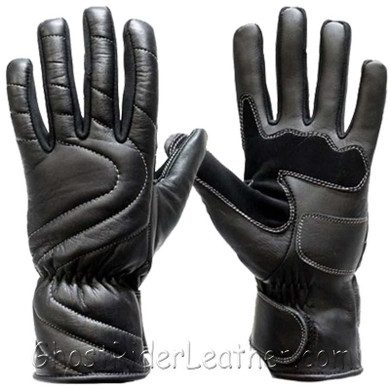 Lined Leather Motorcycle Riding Gloves For Colder Weather - SKU GRL-GG18-DL