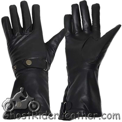 Leather Gloves - Men's - Summer Gauntlets - Motorcycle - GL2064-DL