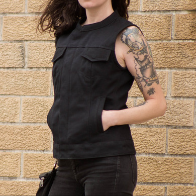Women's Canvas Vest - Concealed Carry - Club Style - Ludlow - FIL516CNVS-FM