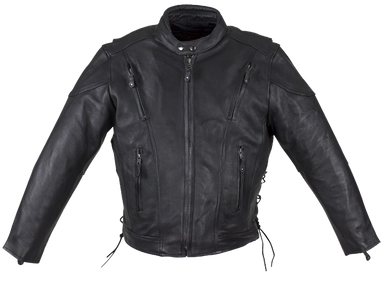 Vented Racer Leather Jacket with Convertible Collar - MJ786-DL