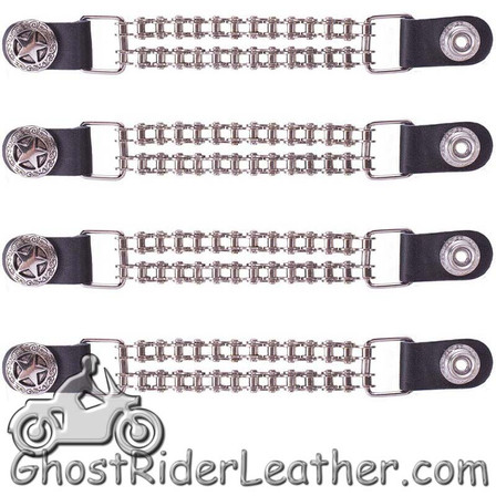 Set of Four Texas Star Vest Extenders with Chrome Motorcycle Chain - AC1063-BC-DL