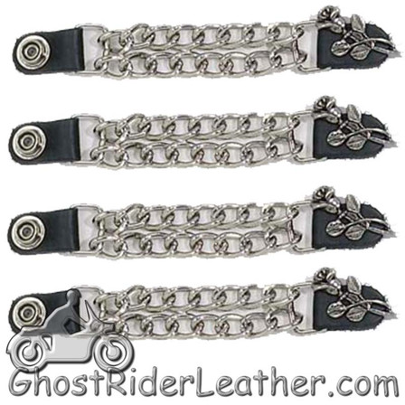 Set of Four Rose and Stem Vest Extenders with Chrome Chain - AC1070-DL