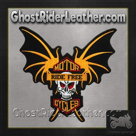 Vest Patch - Skull Wings Ride Free - Motorcycles- PAT-A38-DL