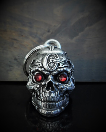 Motorhead Skull Diamond - Pewter - Motorcycle Gremlin Bell - Made In USA - SKU BB112-DS