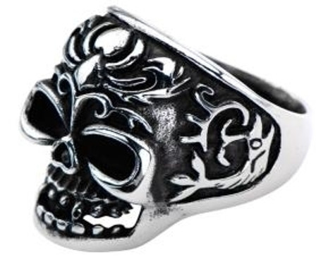 Fish Tail Skull Biker Ring - Stainless Steel - Biker Jewelry - Biker Ring - R145-DS.