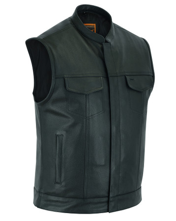 Leather Motorcycle Vest - Men's - Gun Pockets - Up To 12XL - RC189A-DS