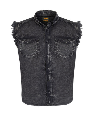 Denim Work Shirt - Men's - Black - Sleeveless - Up To 4XL - MSLW-BLK-DL