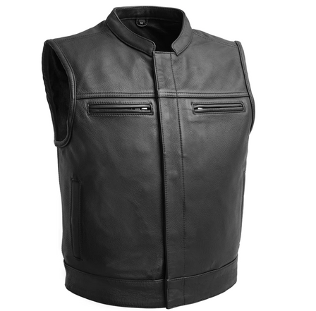 Leather Motorcycle Vest - Men's - Lowrider - Up To 8XL - FIM650CDM-FM