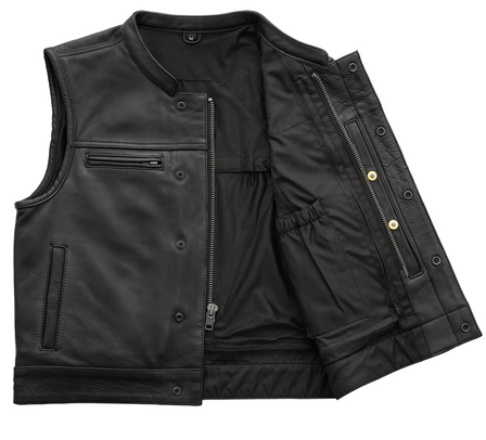 Leather Motorcycle Vest - Men's - Lowrider - Up To 8XL - FIM650CDM-FM