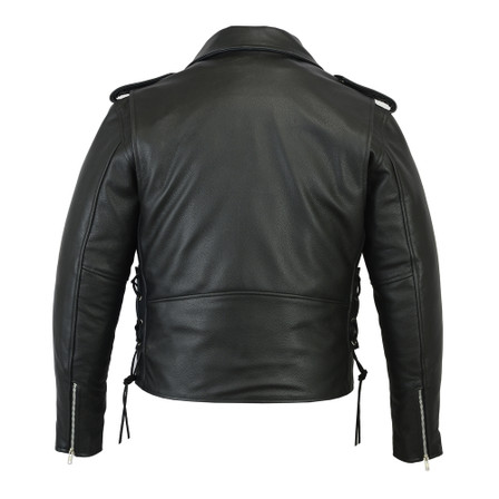 Leather Motorcycle Jacket - Men's - Police Style - Up To 12XL - DS731-DS
