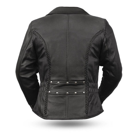 Leather Motorcycle Jacket - Women's - Figure Flattering - Allure - FIL103MNZ-FM