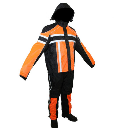 Rain Suit - Men's - Waterproof - Motorcycle - Orange and Black - RS30-ORANGE-DL