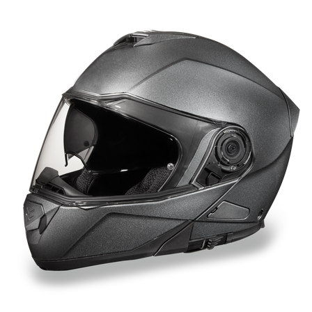 DOT Motorcycle Helmet - Gun Metal Gray Metallic - Modular - Full Face - MG1-GM-DH