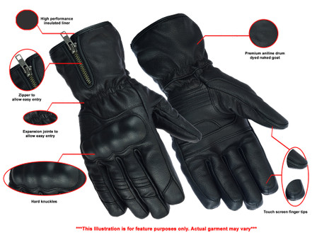 Leather Gloves - Men's - Rain Performance - Gauntlet Gloves - Premium - DS2493-DS