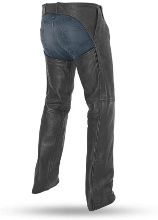 Bully Mens Premium Platinum Leather Motorcycle Chaps - SKU GRL-FIM841CPM-FM