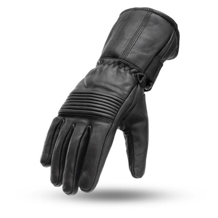 Leather Motorcycle Gloves - Men's - Gauntlet - Elasticized Knuckle - Throttle -FI188-FM