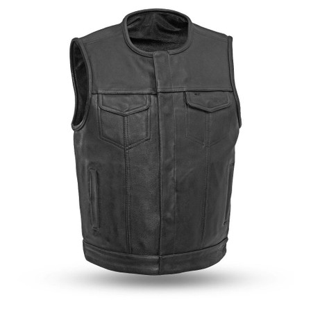 Leather Motorcycle Vest - Men's - Concealed Carry - Highside - FIM638CPM-FM