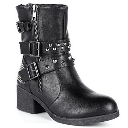 Motorcycle Boots - Women's - Studded - Zippered - Buckled - MR-BTL7001-DL