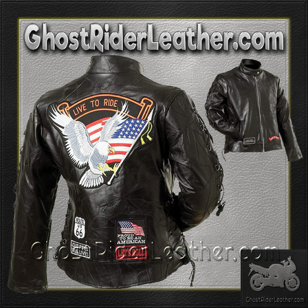 Patchwork Leather Vest - Men's - 42 Patches - Biker - GFVBIK42-BN