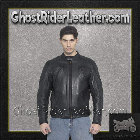 Mens Motorcycle Racer Jacket with Adjustable Side Straps / SKU GRL-MJ720-DL