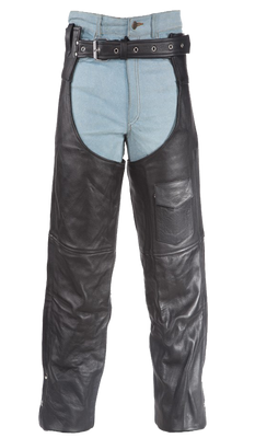 Leather Chaps - For Men and Women - Plain - Motorcycle - Biker - C325-04-DL