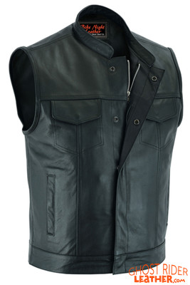 Highway Jack - Leather Motorcycle Vest - Men's - Metro - Gun Pockets - Up To 12XL - Big and Tall - AM9192-RC
