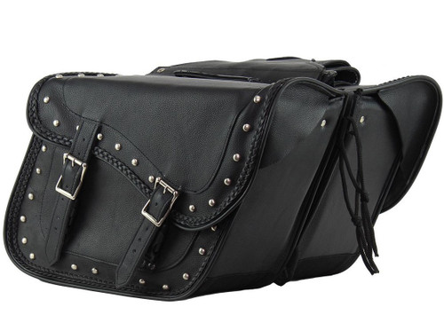 Saddlebags - Leather - Studs - Motorcycle Luggage - SD4065-NEW-LEATHER-DL