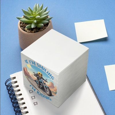 If I'm Smiling I'm Riding - Post It Notes Cube - White Background