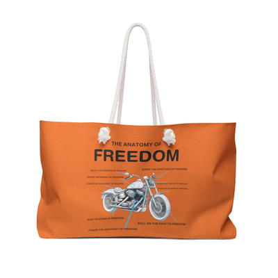 The Anatomy of Freedom - Motorcycles Bikers Motobikes Scooters - Orange Black - Weekender Bag - Tote