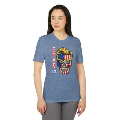 Felon 47 - Trump 2024 - Skull - American Flag - The Donald Iconic Hairstyle - adidas® Unisex Sport T-shirt