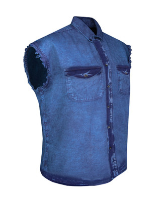 Denim Work Shirt - Men's - Blue - Sleeveless - Up To 5XL - MSLW-BLUE-DL