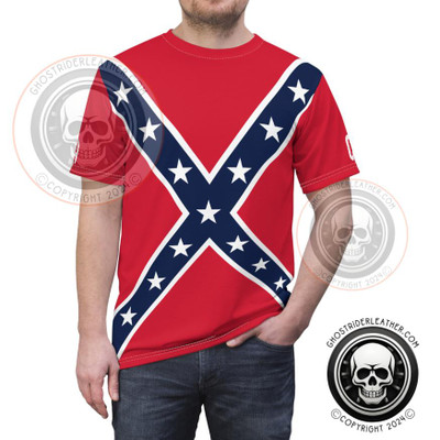 Stars and Bars - Confederate - CSA - Rebel Flag - Red T-Shirt - Unisex Cut & Sew Tee