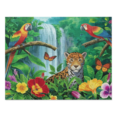 Rainforest - Jaguar Cat - Parrots - Jigsaw Puzzle - Choice of 252 500 1000 Pieces