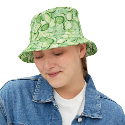 Cucumber Slices Pattern - Vegetable Lovers - Green - Biker Bucket Hat