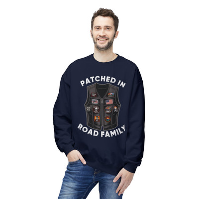 Sweatshirt - Patched In Road Family - Vest with Biker Patches - Color Choice - Unisex