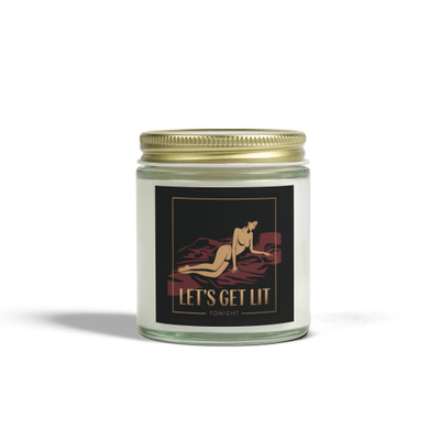 Scented Candle - Let's Get Lit - White Female - Amber or Clear Jar - Perfect Gift for Bikers & Home Decor