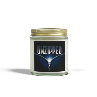 Scented Candle - Unzipped Zipper - Midnight Blue - Amber or Clear Jar - Perfect Gift for Bikers & Home Decor