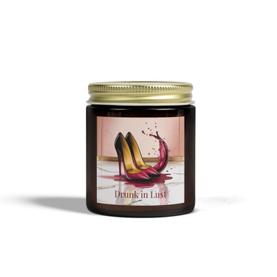 Scented Candle - Drunk in Lust - Red Stilettos - Spilled Wine - Amber or Clear Jar - Perfect Gift for Bikers & Home Decor