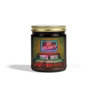 Scented Candle - No Vacancy - Cheap Motel - Retro 70's - Amber or Clear Jar - Perfect Gift for Bikers & Home Decor