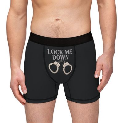 Lock Me Down - Handcuffs - Bondage - Men's Boxers - Comfortable & Fun Underwear for Relaxed Evenings