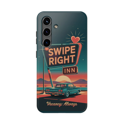 Retro Swipe Right Tough Phone Case - Samsung Galaxy S21 S22 S23 S24 Models - Ideal for Dating Enthusiasts