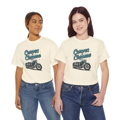 Motorcycle T-Shirt - Curves and Chrome - Teal - Biker Chick Style - Color Choice - Unisex Tee