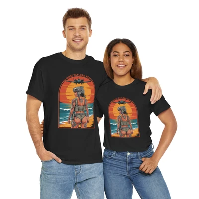 Motorcycle T-Shirt - Insert Payload Here - A10 Warthog Plane - Female Soldier - Color Choice - Unisex Tee