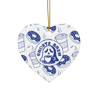 Ceramic Ornament – Star Circle Heart Snowflake - Decoration - Ghosts Brew - Donuts and Coffee