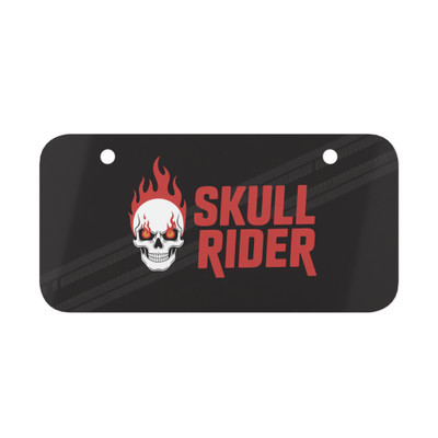 Skull Rider Mini License Plate, Custom Metal Plaque, Car Decor, Biker Gift, Motorcycle Accessory, Unique Wall Art