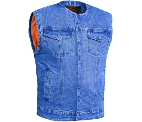 Blue Denim Motorcycle Vest - Men's - Up To 12XL - Storm Hold - RM981BU-RC