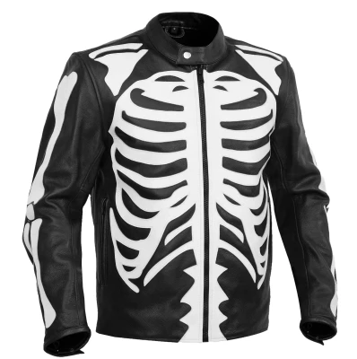 Leather Motorcycle Jacket - Men's - Skull Sprint - Up To 6XL - Gun Pockets - DEADBONE-RC
