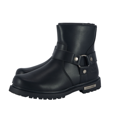 Motorcycle Boots - Men's Low Harness - Black - Side Zip - Average Width - BTM8010-DL