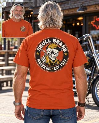 'Skull Brand Motor Oil 19XX' - T-Shirt - Motorcycle Tee - Color Choice